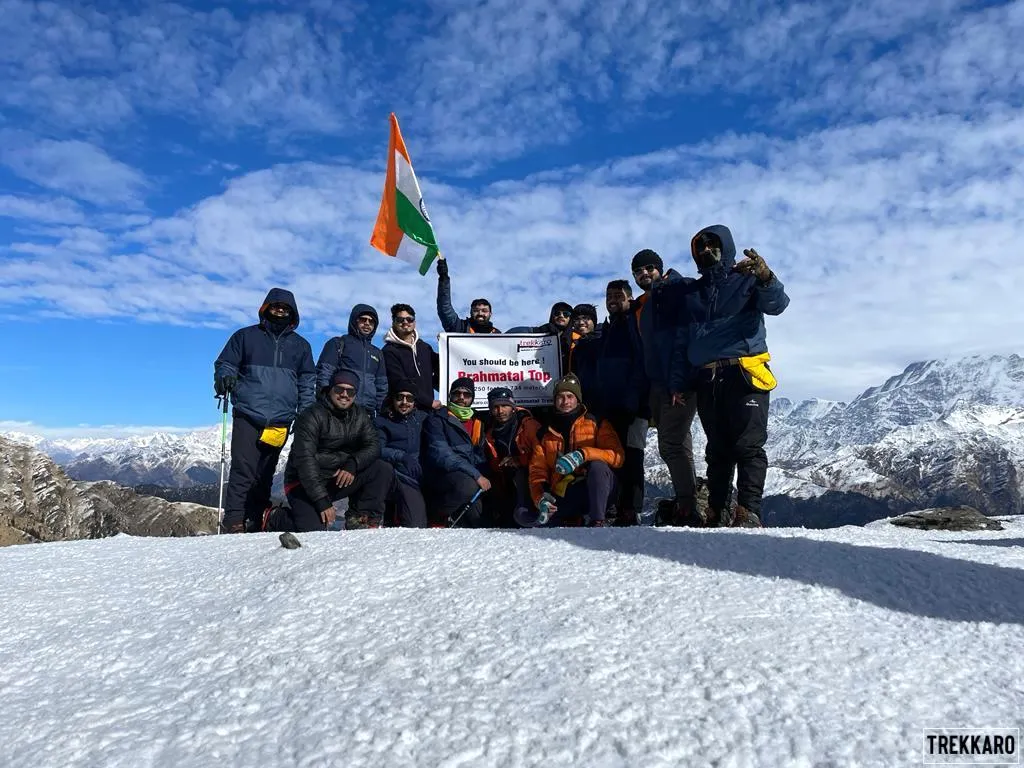 Trishul and Nanda Ghunti seen from Brahmatal Top in winter