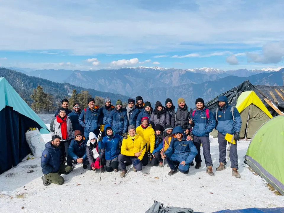 Sunrise from the Kedarkantha summit on a clear December morning